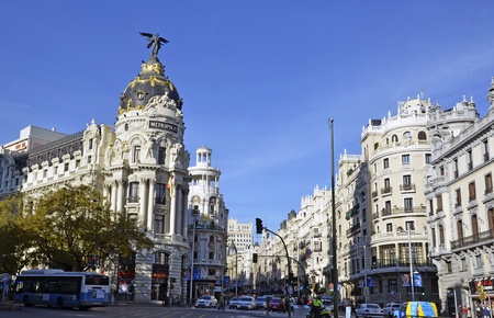 A view of Gran Via, in Madrid, Spainのeditorial素材