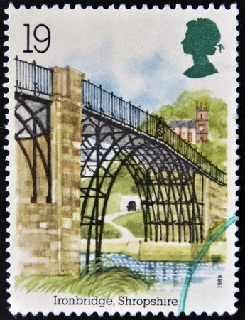 UNITED KINGDOM - CIRCA 1989  A stamp printed in Great Britain shows Ironbridge, Shropshire, circa 1989の写真素材