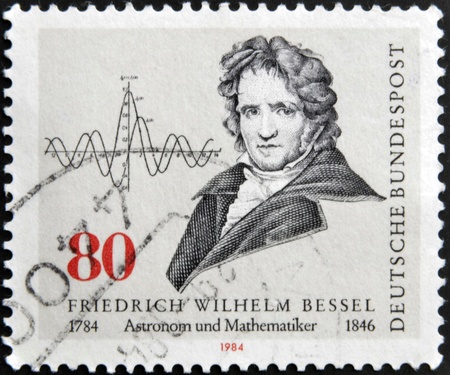GERMANY - CIRCA 1984: stamp printed in Germany shows Friedrich Wilheln Bessel, circa 1984. のeditorial素材