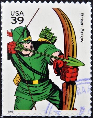 UNITED STATES OF AMERICA - CIRCA 2006: stamp printed in USA shows Green Arrow, circa 2006 のeditorial素材