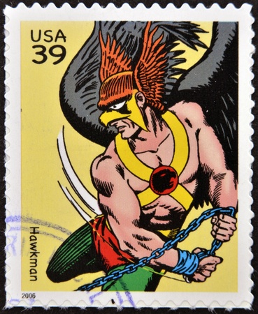 UNITED STATES OF AMERICA - CIRCA 2006: A stamp printed in USA shows Hawkman, circa 2006 のeditorial素材