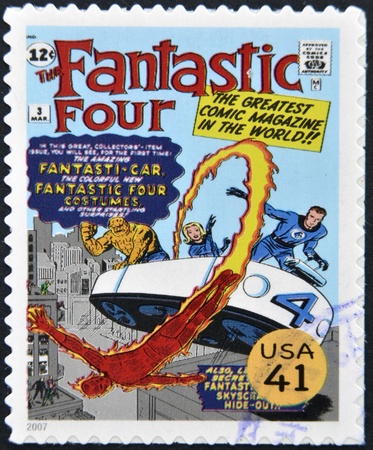 UNITED STATES OF AMERICA - CIRCA 2007: stamp printed in USA shows Fantastic Four, circa 2007 のeditorial素材