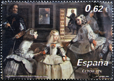 SPAIN - CIRCA 2009: A stamp printed in Spain shows Las Meninas by Velazquez, circa 2009の写真素材