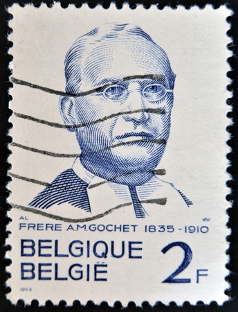 BELGIUM - CIRCA 1962  A stamp printed in Belgium shows Frere A M  Gochet, circa 1962  のeditorial素材