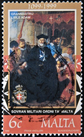 MALTA - CIRCA 1999  A stamp printed in Malta shows image of the anniversary of sovereign military order of Malta , circa 1999のeditorial素材