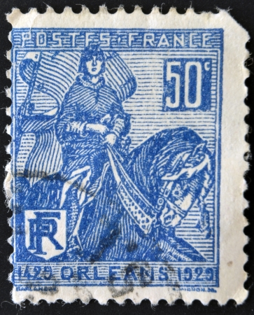 FRANCE - CIRCA 1929: A stamp printed in France shows liberation of Orleans by Joan of Arc, circa 1929の写真素材