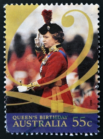 AUSTRALIA - CIRCA 2009: A stamp printed in Austraia shows Queen Elizabeth II, circa 2009のeditorial素材