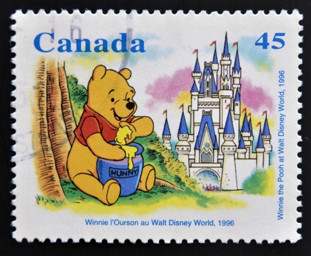 CANADA - CIRCA 1996: stamp printed in Canada shows Winnie the Pooh at Walt Disney World, circa 1996 のeditorial素材