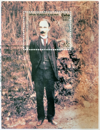 CUBA - CIRCA 2003: A stamp printed in Cuba shows Jose Marti, circa 2003のeditorial素材