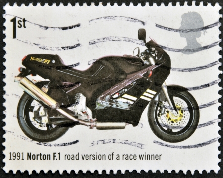 UNITED KINGDOM - CIRCA 2005: A stamp printed in Great Britain shows Norton F.1, Road Version of Race...