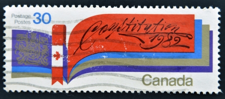 CANADA - CIRCA 1982: A stamp printed in Canada honoring Canadian Constitution,  circa 1982 のeditorial素材