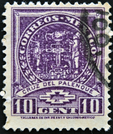 MEXICO - CIRCA 1935: A stamp printed in Mexico shows Palenque Cross, circa 1935 