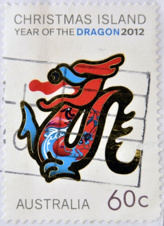 AUSTRALIA - CIRCA 2012: A stamp printed in Australia dedicated to year of the dragon, circa 2012の写真素材