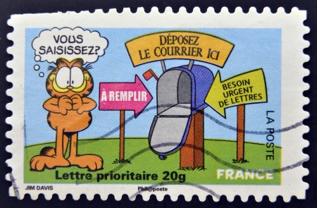FRANCE - CIRCA 2008: A stamp printed in France shows Garfield, circa 2008 