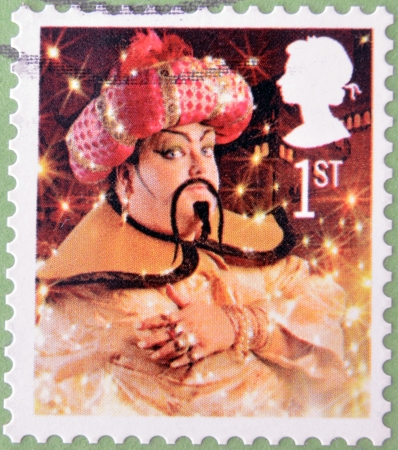 UNITED KINGDOM - CIRCA 2008  A christmas stamp printed in Great Britain shows The Genie from Aladdin, circa 2008 のeditorial素材