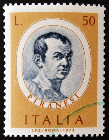ITALY - CIRCA 1973: stamp printed in Italy shows Giambattista Piranesi, circa 1973 のeditorial素材