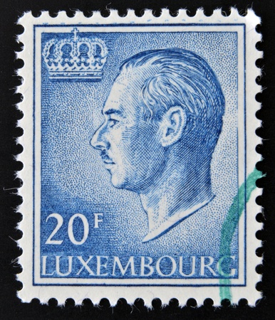 LUXEMBOURG - CIRCA 1965: A stamp printed in Luxembourg shows image of Grand Duke Jean, circa 1965 のeditorial素材