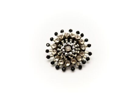 Vintage brooch with black crystals and transparentの写真素材