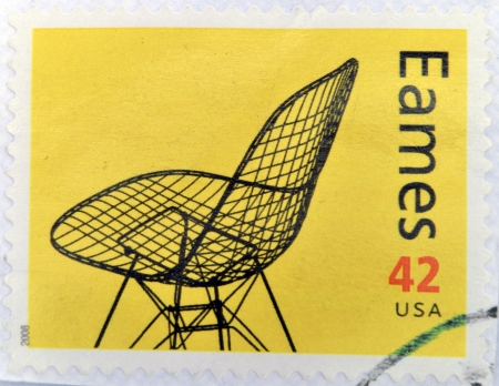 UNITED STATES OF AMERICA - CIRCA 2008: A stamp printed in USA shows eames chair, circa 2008