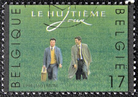 BELGIUM - CIRCA 1998: A stamp printed in Belgium shows The Eighth Day (film), circa 1998のeditorial素材