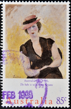 AUSTRALIA - CIRCA 1996: A stamp printed in Australia shows the babe is wise by Lina Bryans, circa 1996のeditorial素材