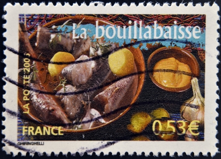FRANCE - CIRCA 2006: A stamp printed in France shows Bouillabaisse, circa 2006の写真素材