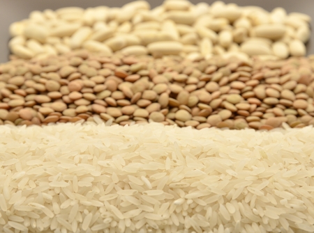 various legumes, focus on riceの写真素材