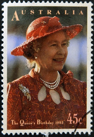 AUSTRALIA - CIRCA 1993: stamp printed in Australia shows Queen Elizabeth II, circa 1993のeditorial素材