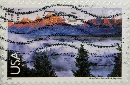 UNITED STATES OF AMERICA - CIRCA 2009: Stamp printed in the USA shows Grand Teton National Park,...