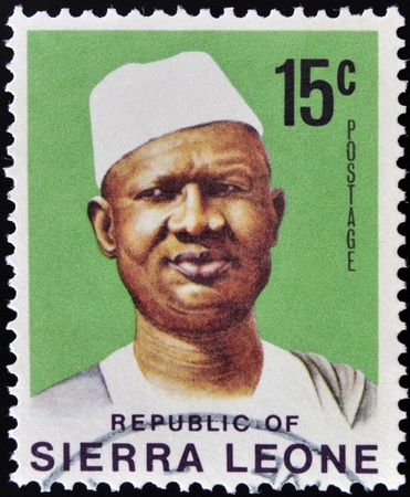 SIERRA LEONE - CIRCA 1971: stamp printed in Sierra Leone shows Siaka Stevens, circa 1971.のeditorial素材