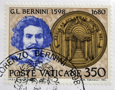 VATICAN CITY - CIRCA 1980: Stamp printed in Vatican shows Gian Lorenzo Bernini, circa 1980 