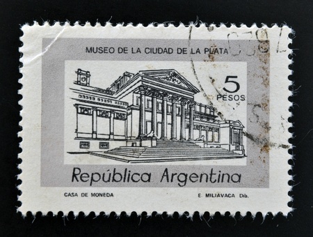 ARGENTINA - CIRCA 1978: A stamp printed in Argentina shows museum of the city of La Plata, circa 1978 の写真素材
