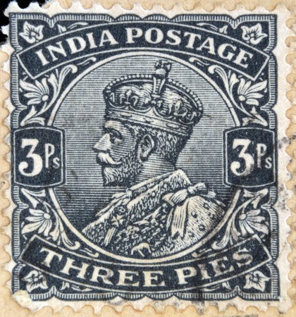 INDIA - CIRCA 1934: A stamp printed in India shows King George V, circa 1934