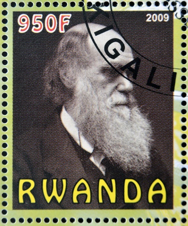 RWANDA - CIRCA 2009:  stamp printed in Rwanda dedicated to Charles Darwin, circa 2009 のeditorial素材