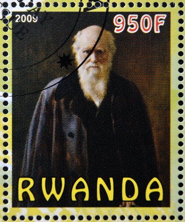 RWANDA - CIRCA 2009:  stamp printed in Rwanda dedicated to Charles Darwin, circa 2009 のeditorial素材