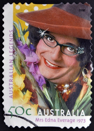 AUSTRALIA - CIRCA 2004: A stamp printed in australia shows Dame Edna Everage, circa 2004 のeditorial素材