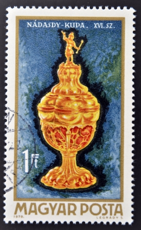 HUNGARY - CIRCA 1970: A stamp printed in Hungary shows Nadasdy goblet, circa 1970 の写真素材