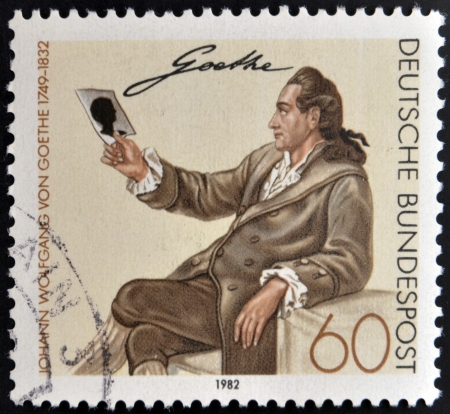 GERMANY - CIRCA 1982: a stamp printed in Germany shows Johann Wolfgang von Goethe, Writer and Natural Philosopher, circa 1982 のeditorial素材