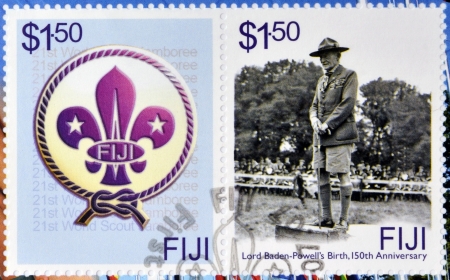 FIJI - CIRCA 2007: A stamp printed in Fiji dedicated to Lord Baden Powell, circa 2007のeditorial素材
