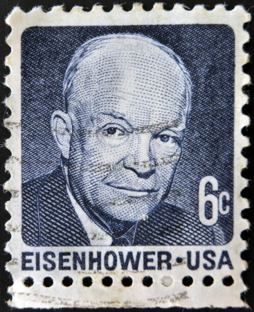 UNITED STATES OF AMERICA - CIRCA 1970: a stamp printed in USA shows Dwight David Eisenhower,...