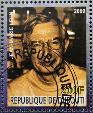 DJIBOUTI - CIRCA 2009: stamp dedicated to French Nobel chemistry prize shows  Jean Marie Lehn, circa 2009 のeditorial素材