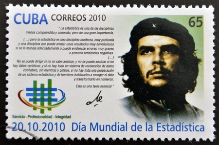 CUBA - CIRCA 2010  A stamp printed in cuba dedicated to World Statistics Day, shows Ernesto Che Guevara, circa 2010のeditorial素材