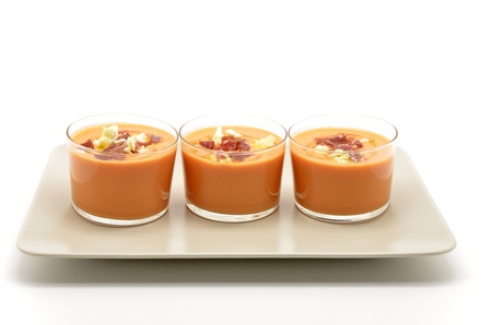 glasses with gazpacho, Spanish traditional foodの写真素材