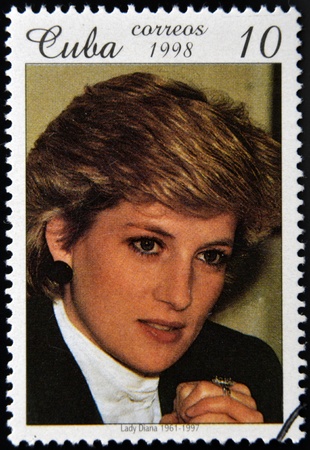 CUBA - CIRCA 1998: A stamp printed in Cuba shows Lady Diana, circa 1998 のeditorial素材