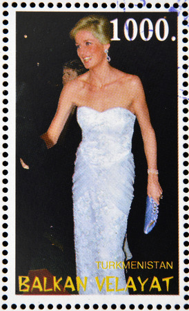 TURKMENISTAN - CIRCA 1997: stamp printed in Turkmenistan shows Diana Princess of Wales, Lady Di, circa 1997 のeditorial素材