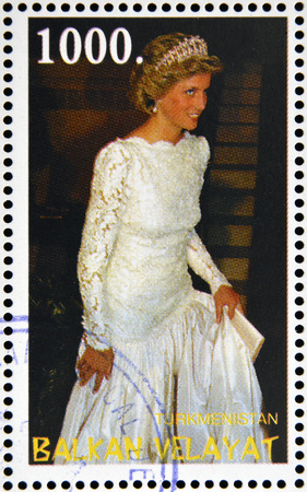 TURKMENISTAN - CIRCA 1997: stamp printed in Turkmenistan shows Diana Princess of Wales, Lady Di, circa 1997 のeditorial素材