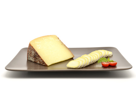 Pecorino di Pienza, typical italian sheep cheese and sliced ââcamembertの写真素材