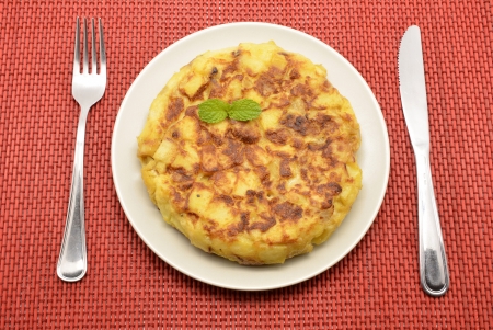 Spanish tortilla (omelet with potatoes and onions) の写真素材