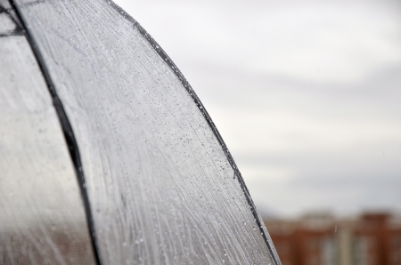 Water droplets on transparent umbrellaのeditorial素材