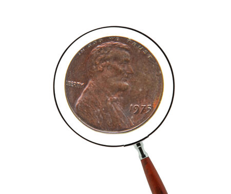 The obverse side of a USA 1 cent  penny  coin with Abraham Lincoln